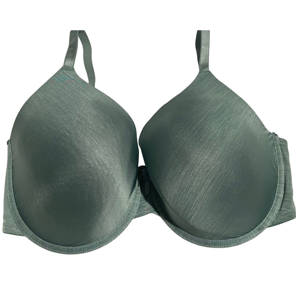 00629 Secret Treasures 40DDD Full Coverage Underwire Bra Teal Shimmer Plunge